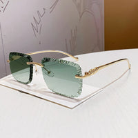 Luxury Rimless Square Sunglasses Vintage Metal Diamond Cutting 🕶️