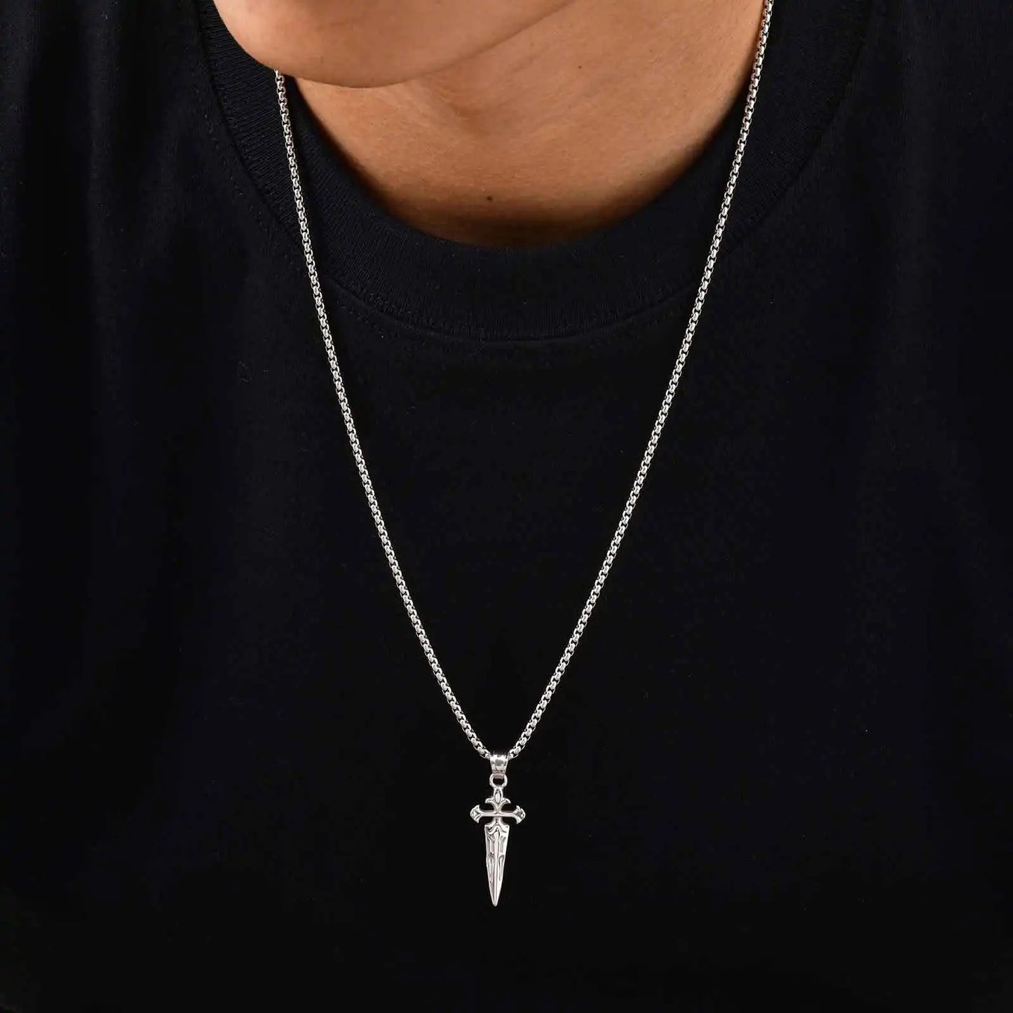 Sword Pendant Necklace Silver Gold Stainless Steel  ✨