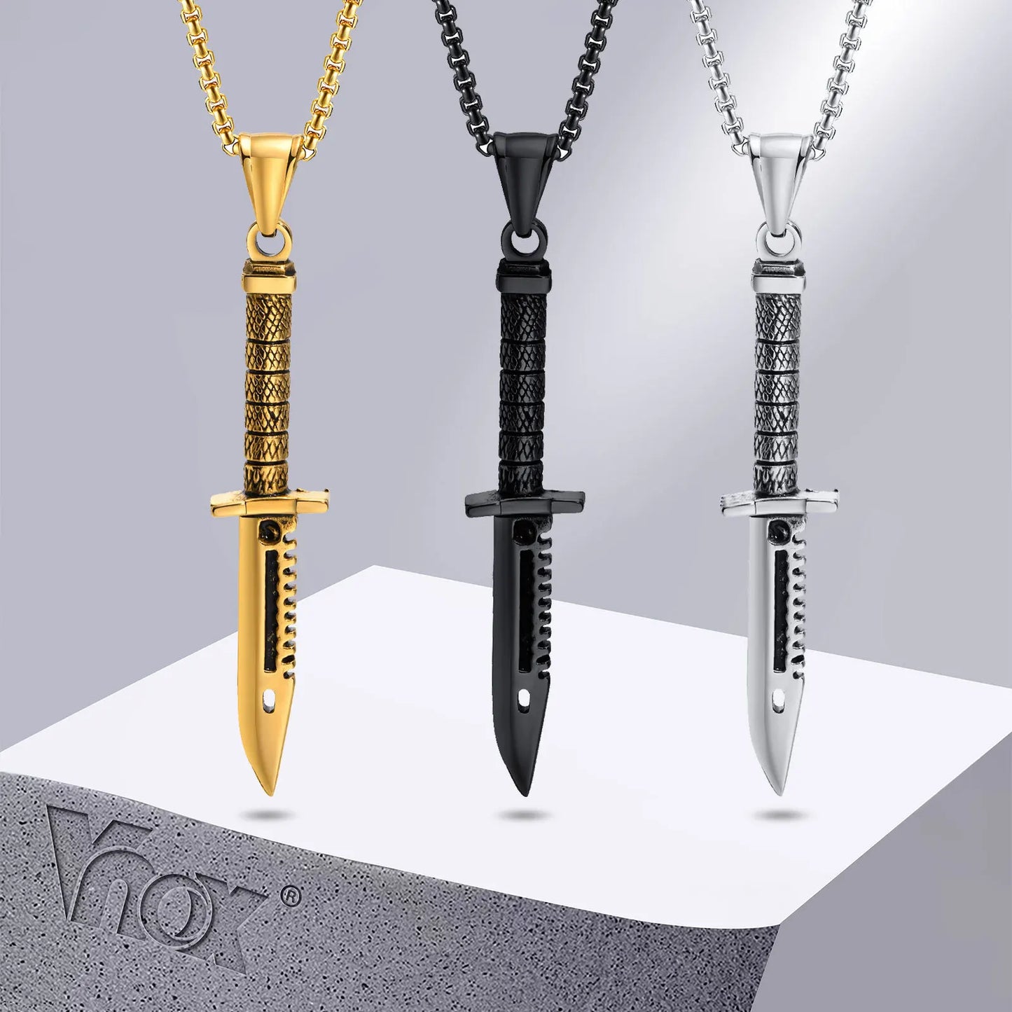 Stainless Steel Cool Punk Dagger Necklaces for Men ✨