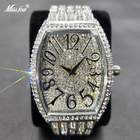 Luxury Ice Out Mens Watches Popular Tonneau Full Diamond Silver Geneva 💎