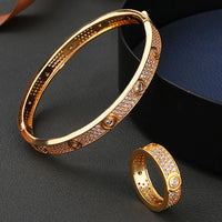 Jewelry Classic Love Heart Shape CZ Zircon Women Bangle With Ring  ✨