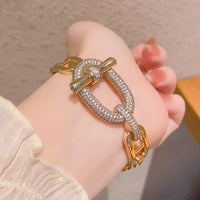 Bangle bracelet 18 k gold plated brass jewelry punk style belt court style for woman💎