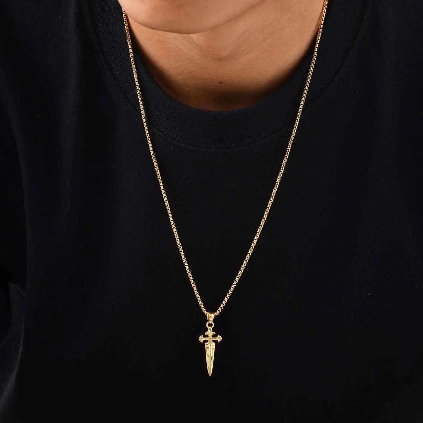 Sword Pendant Necklace Silver Gold Stainless Steel  ✨