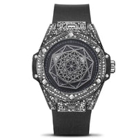 Men's Watch with Embedded Diamonds Waterproof Silicone Strap Night Light Sport