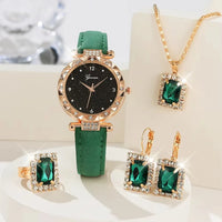 Luxury Rhinestone Women's Watches 5Pcs Set  Women Fashion Elegant Wristwatch 💎