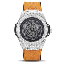 Men's Watch with Embedded Diamonds Waterproof Silicone Strap Night Light Sport