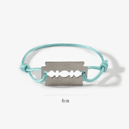 1 Stylish And Adjustable Stainless Steel Shaving Blade Bracelet With Colorful Lucky Bracelet
