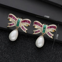Bow Drop Earrings for Women Trendy Elegant Zircon Butterfly 🦋