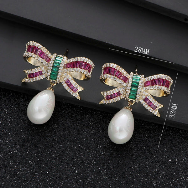 Bow Drop Earrings for Women Trendy Elegant Zircon Butterfly 🦋