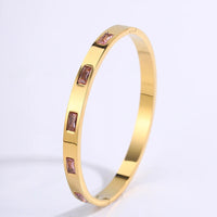 18K Gold Plated Stainless Steel Pink Crystal Love Heart Bracelet Jewelry ✨