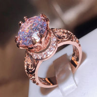 Luxury Super Flash Big Master Zircon Rose Gold Ring 💍
