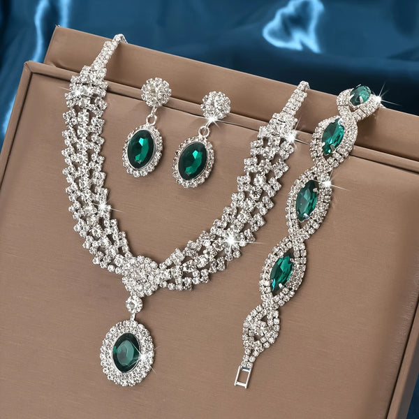 - Elegant Bridal Jewelry Set Necklace Earrings with Sparkling Rhinestones 💎