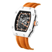 Stainless Steel Case with Sporty Nylon Strap Men's Ultra-thin Tonneau Quartz Watch ⌚️