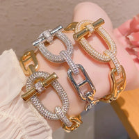 Bangle bracelet 18 k gold plated brass jewelry punk style belt court style for woman💎