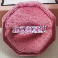 Luxury Green Black Pink Silver color Eternity Band Ring For Women 💍