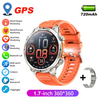 GPS Smartwatch for Men 1.7 HD Screen Military Smart Watch Flashlight IP68 Waterproof ⌚️