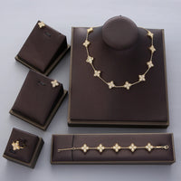 4pcs Luxury Flower Statement Necklace earring ring BraceletJewelry Set 💎