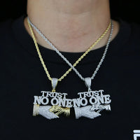 Trust No One Pendant Necklace Cuban Chain Hip Hop Iced Out Pendant Necklaces 💎