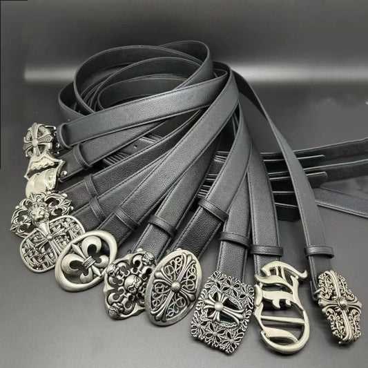 CRH  Women Men Belts Goth Ladies Hip Hop Punk Rivet Skeleton Belt ⚜️