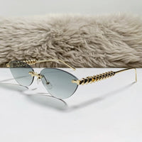 Cat Eye Rivet Rimless Sunglasses Women Luxury Sun Glasses Shades 🕶️