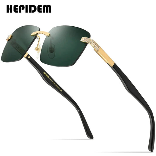 HEPIDEM Buffalo Horn Sunglasses Women Famous Brand Design Square Rimless