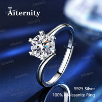 Moissanite Women's Ring Real 925 Sterling Silver D Color Heart-shaped Shining Ring 💍