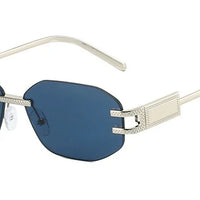 Rimless Oval Sunglasses for Women Trendy Metal Frame Frameless Square⌚️