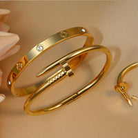 Heart Shaped Zircon Stainless Steel Gold Color 2-in-1 Bracelet ✨