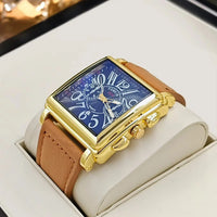 Luxury Business Men's Quartz Watch, Square Dial, with Calendar Display, Leather Strap⌚️