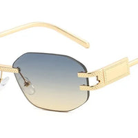 Rimless Oval Sunglasses for Women Trendy Metal Frame Frameless Square⌚️