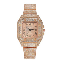 Luxury Full Diamond Square Watch Iced Out Crystal Quartz Wristwatch ⌚️
