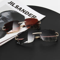 Diamond Cut Lens Shades Eyewear Men Retro Frameless  👓