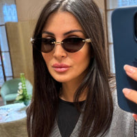 Cat Eye Rivet Rimless Sunglasses Women Luxury Sun Glasses Shades 🕶️