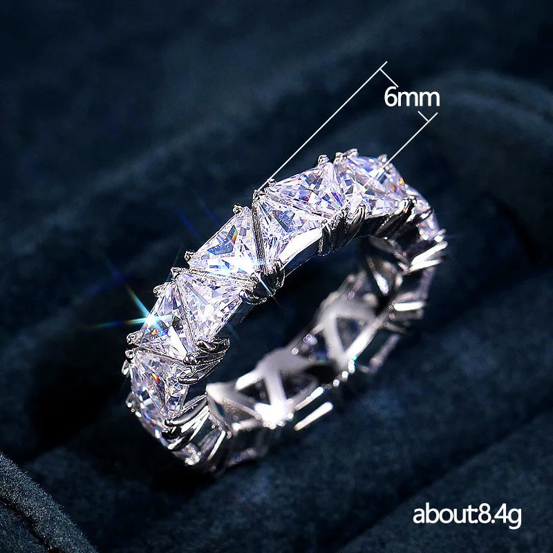 Luxurious 925 Sterling Silver Ring, Triangular Zircon Ring with Aaa Zircon Crystal 💍