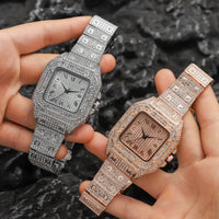 Luxury Classic Business Strap Square Roman Scale Rhinestone Quartz Watch ⏱️