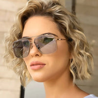 Luxury Metal Square Sunglasses Big Pilot Sunglasses 🕶️