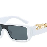 Square Frame One-piece Narrow-Brimmed Leopard Sunglasses 🕶️