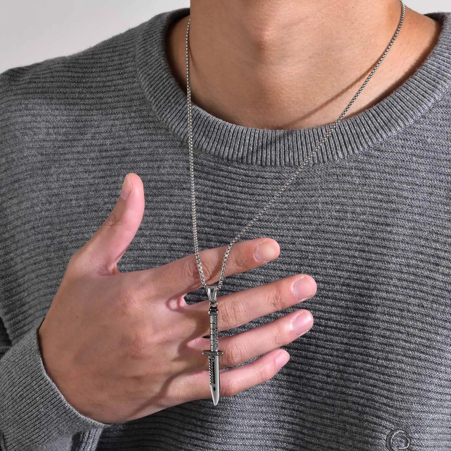 Stainless Steel Cool Punk Dagger Necklaces for Men ✨