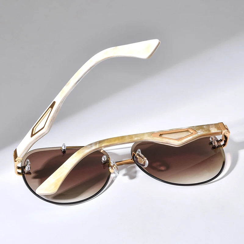 Buffalo Horn Sunglasses Men Famous Luxury Brand Design Rimless Sun Glasses