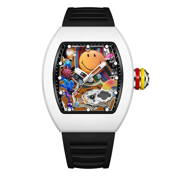Luxury  Men's Sports Fashion Quartz Watch  Barrel-Shaped Silicone Men's Watch🙂