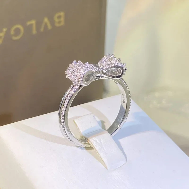 925 sterling silver Stamp Wedding Bands Statement Fancy Bow Ring 💍