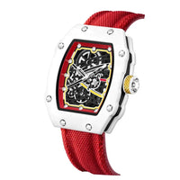 Stainless Steel Case with Sporty Nylon Strap Men's Ultra-thin Tonneau Quartz Watch ⌚️