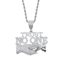Trust No One Pendant Necklace Cuban Chain Hip Hop Iced Out Pendant Necklaces 💎