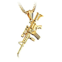 Submachine Gun Pendant  Necklace Men Rock Hip Hop Party Jewelry ✨