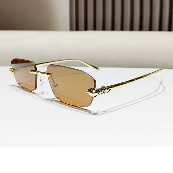 Luxury Brand Design  Rimless Leopard Head Sunglasses 🕶️