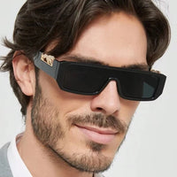 Square Frame One-piece Narrow-Brimmed Leopard Sunglasses 🕶️