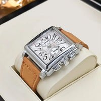 Luxury Business Men's Quartz Watch, Square Dial, with Calendar Display, Leather Strap⌚️