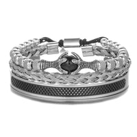 - Luxury Royal King Crown Bracelet Set For Men Stainless Steel Bangle 👑