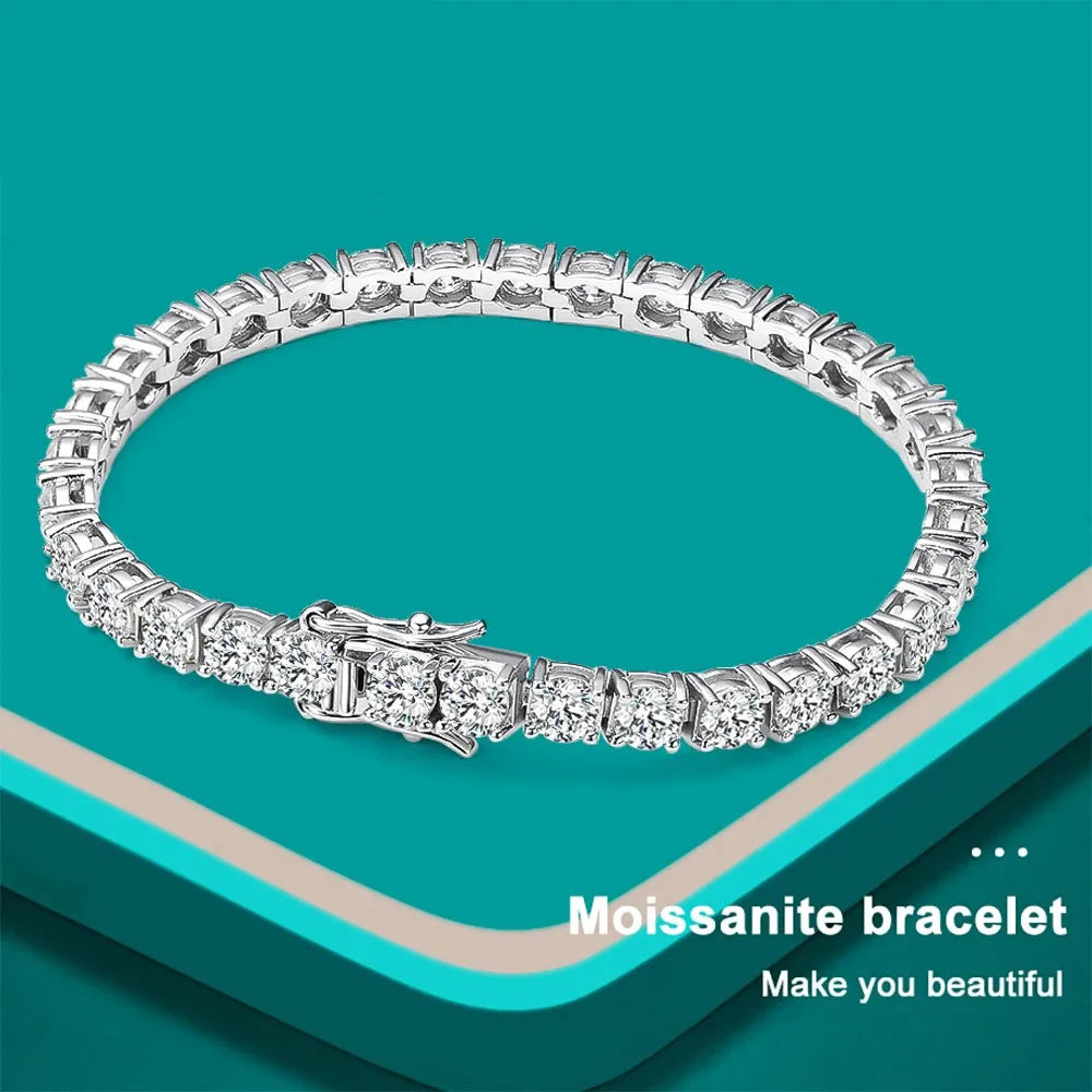 D VVS1 Moissanite Tennis Bracelet Original s925 Sterling Silver Plated 18k White Gold ✨