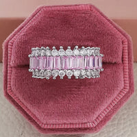 Luxury Fashion Pink Engagement Wedding Band Eternity Ring 💍